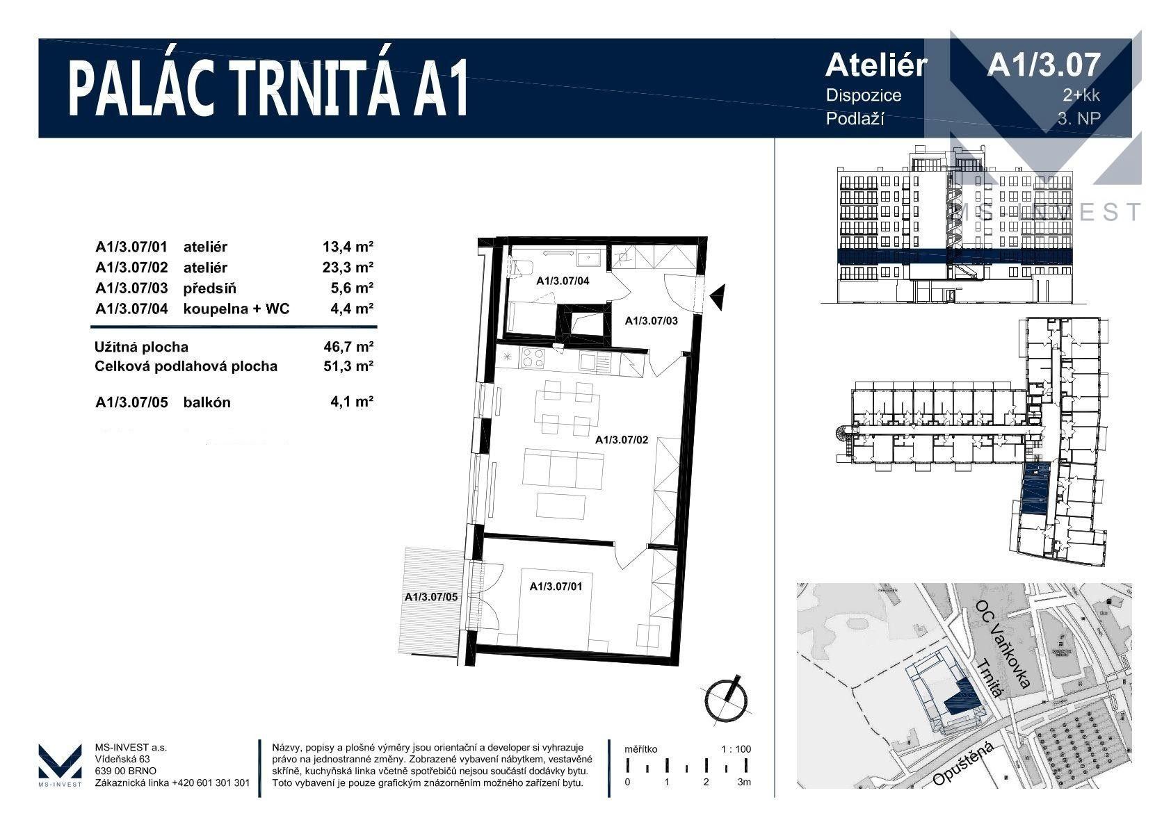 Prodej byt 2+kk - Trnitá, Brno, 47 m²