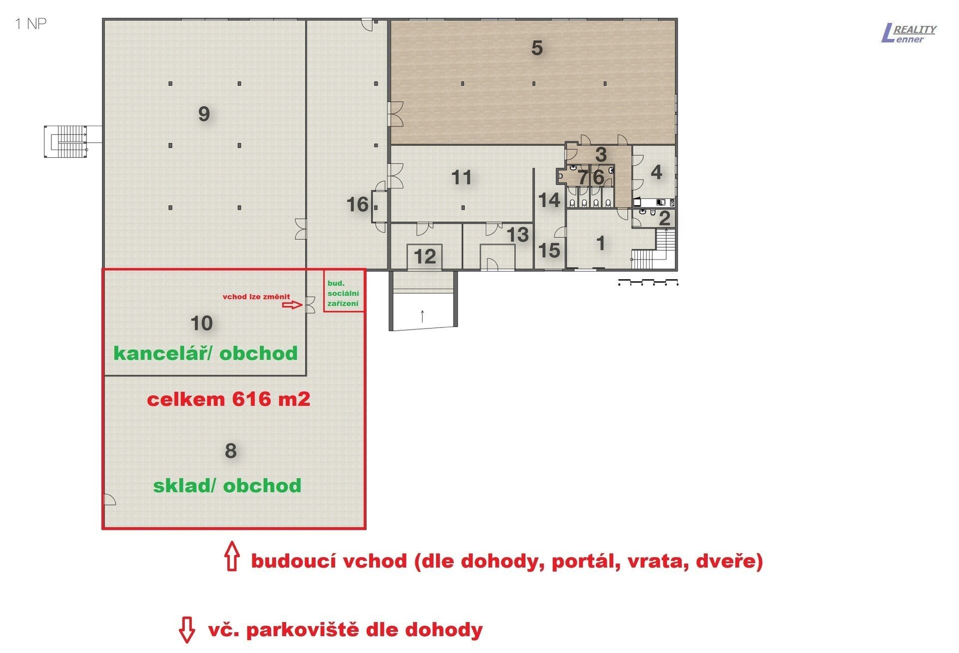Pronájem obchodní prostory - Brodská, Příbram, 616 m²