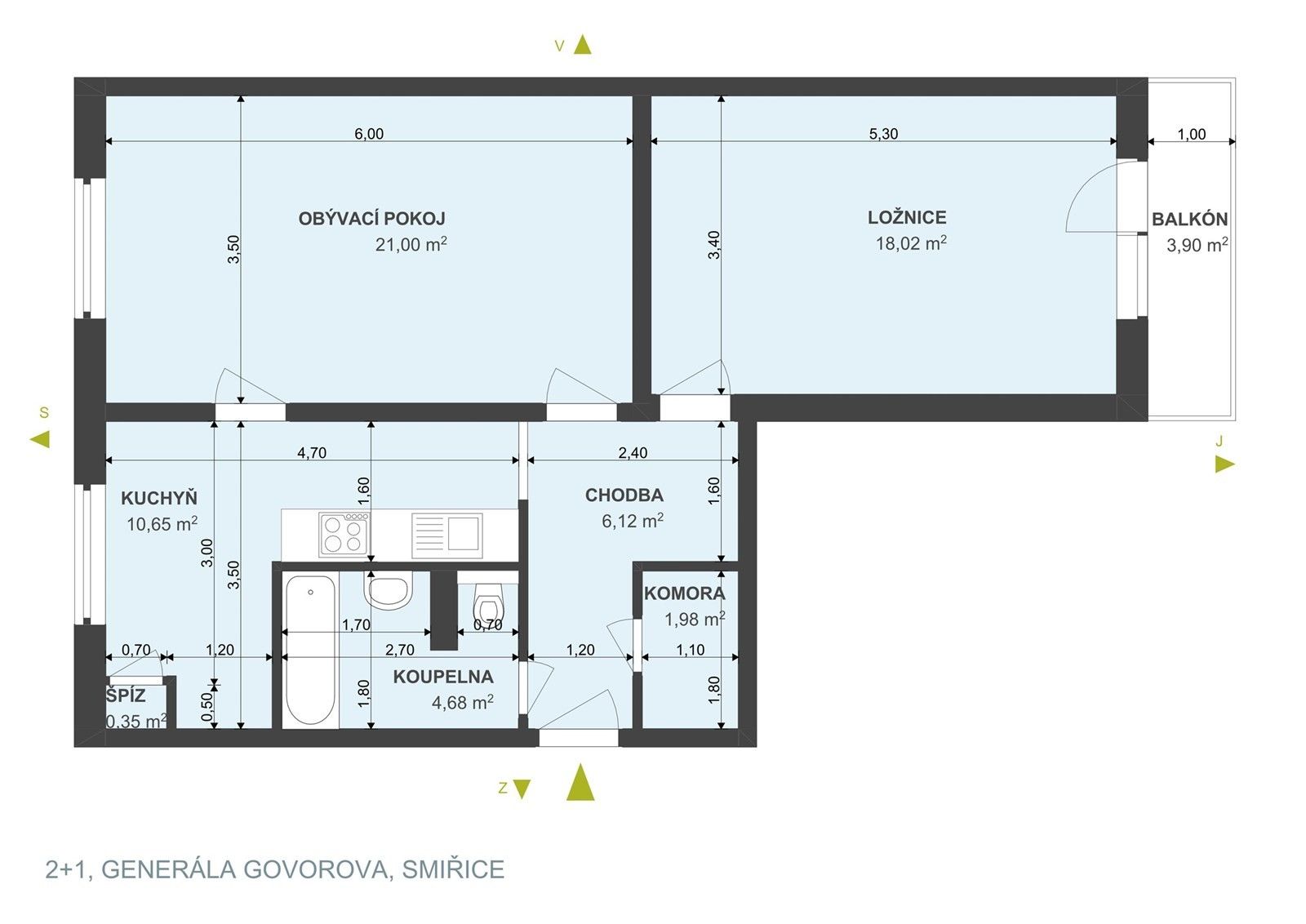 Byt 2+1 · 63 m² · Gen. Govorova  , Smiřice - 3