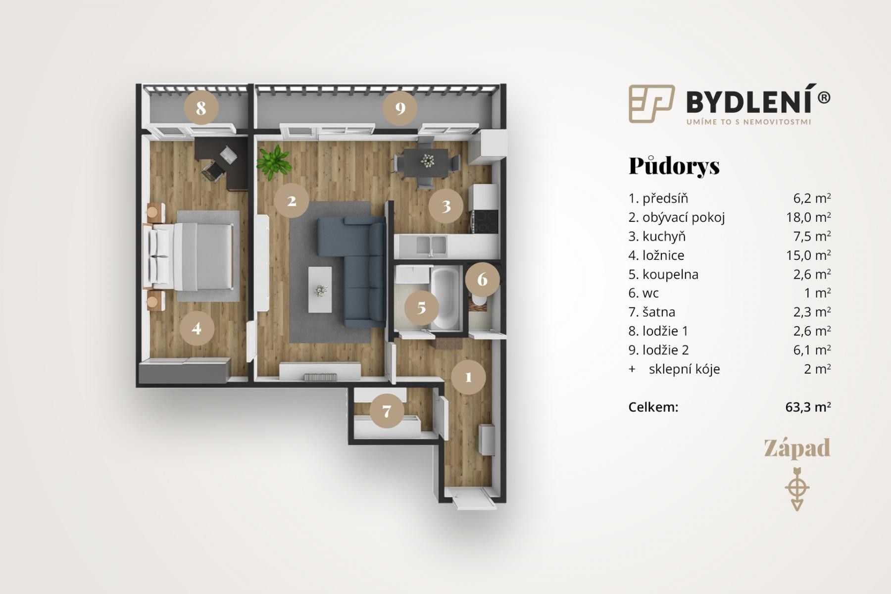 2+1, Hrdlovská , Osek, 61 m² - 1