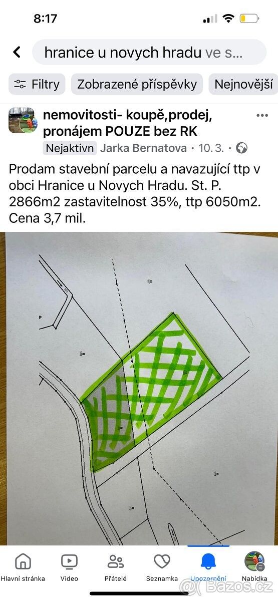 Pozemky pro bydlení, Nové Hrady v jižních Čechách, 373 33, 6 050 m²