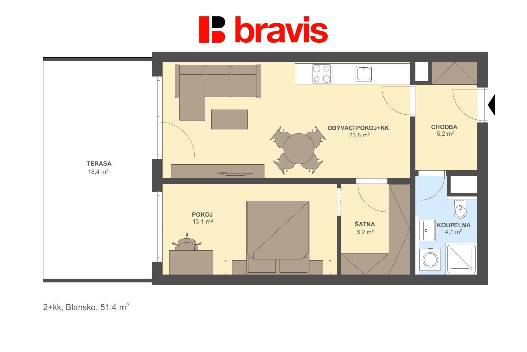 Byt 2+kk · 51 m² · Zborovec  , Blansko - 4
