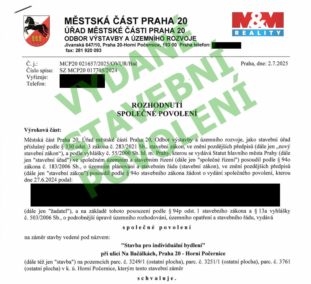 Prodej pozemek pro bydlení - Praha, 193 00