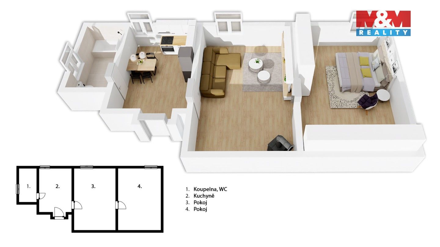 Prodej byt 2+1 - Velké Hamry, 61 m²