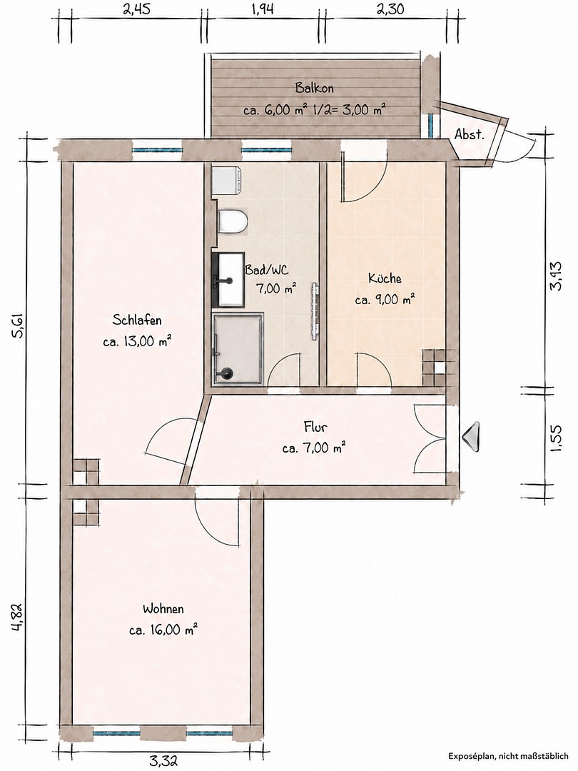 2+1, Leipzig Zentrum Sachsen 04103, 57 m² - 2