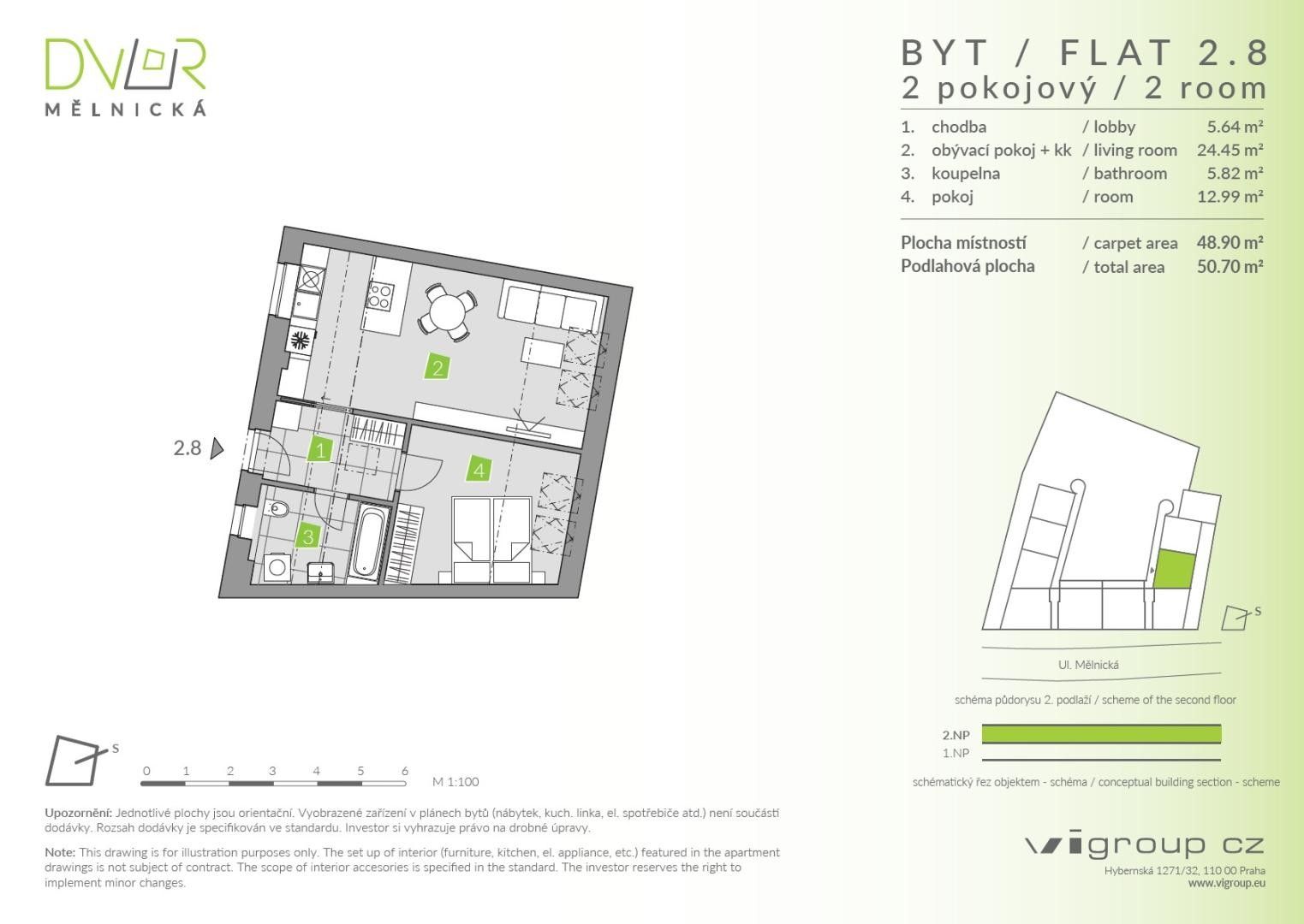 2+kk, Mělnická, Brandýs nad Labem-Stará Boleslav Stará Boleslav, 49 m² - 1
