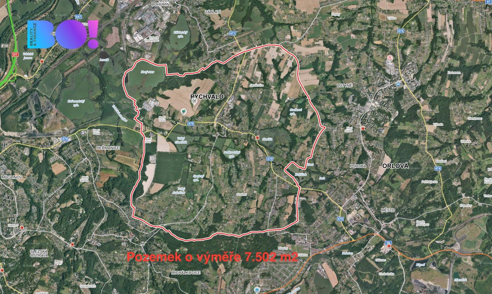 Zemědělské pozemky, Rychvald, 7 502 m²