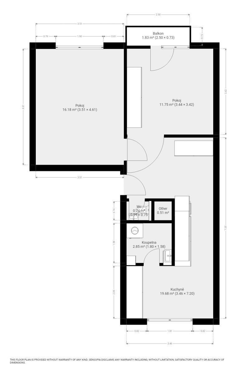 Pronájem byt 2+1 - Voříškova, Brno, 52 m²