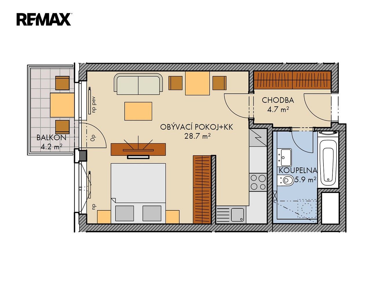 1+kk, Honzíkova, Praha 10 - Dolní Měcholupy, 44 m² - 2