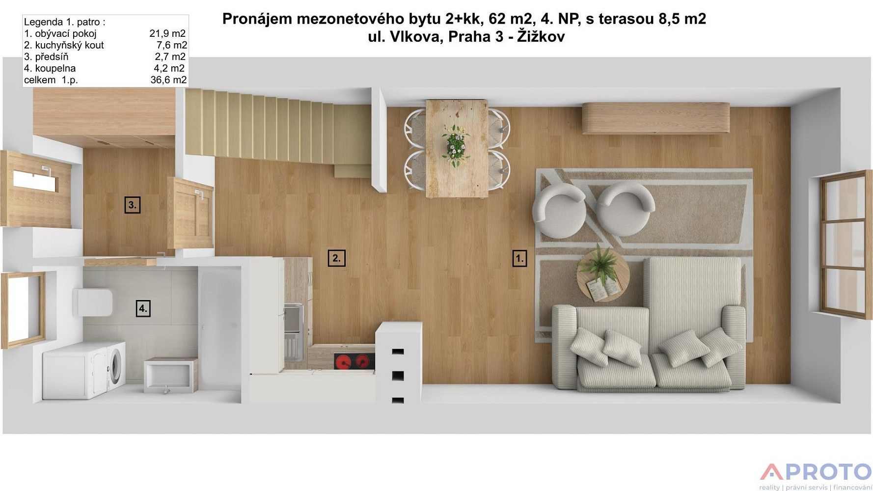 Pronájem byt - Vlkova, Praha 3 - Žižkov, 62 m² - 5
