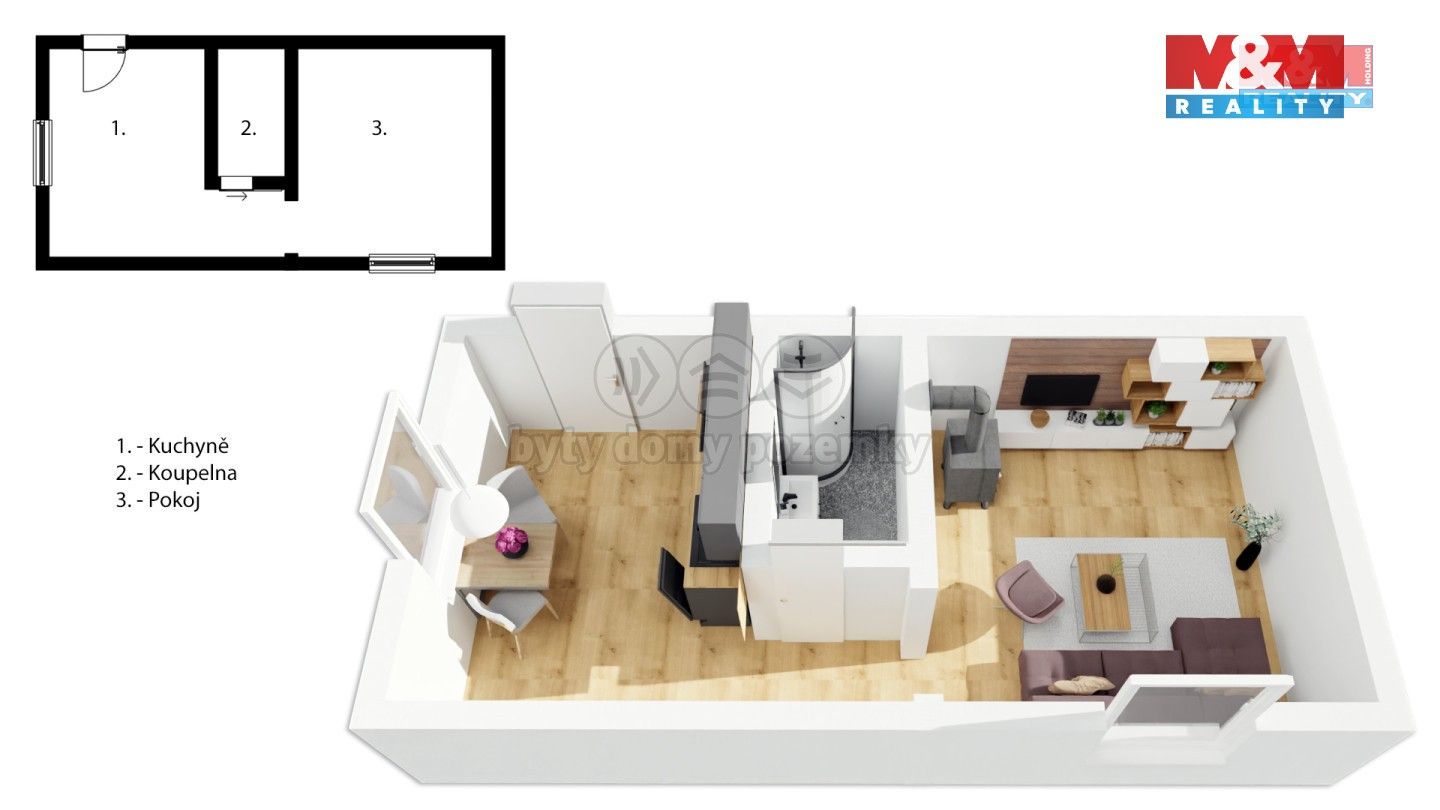 Prodej byt 1+1 - Vápenná, 35 m²