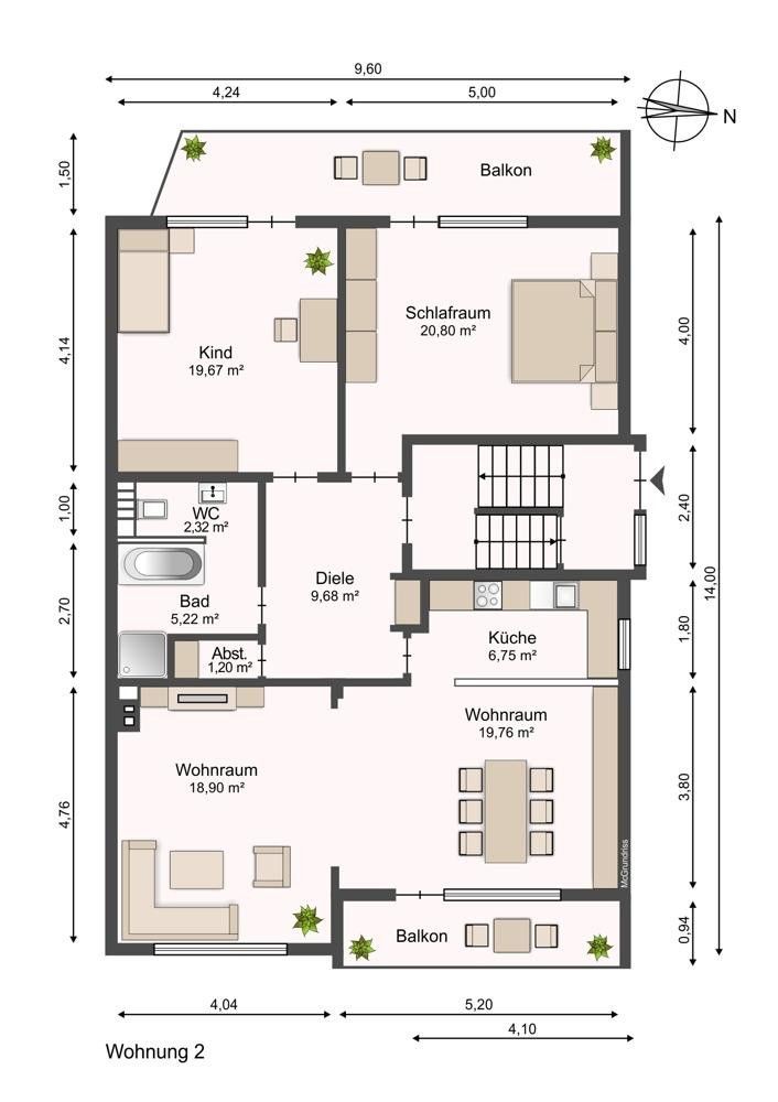 3+1, Kanzlerstr. 10 Düsseldorf Rath Nordrhein-Westfalen 40472, 108 m² - 1