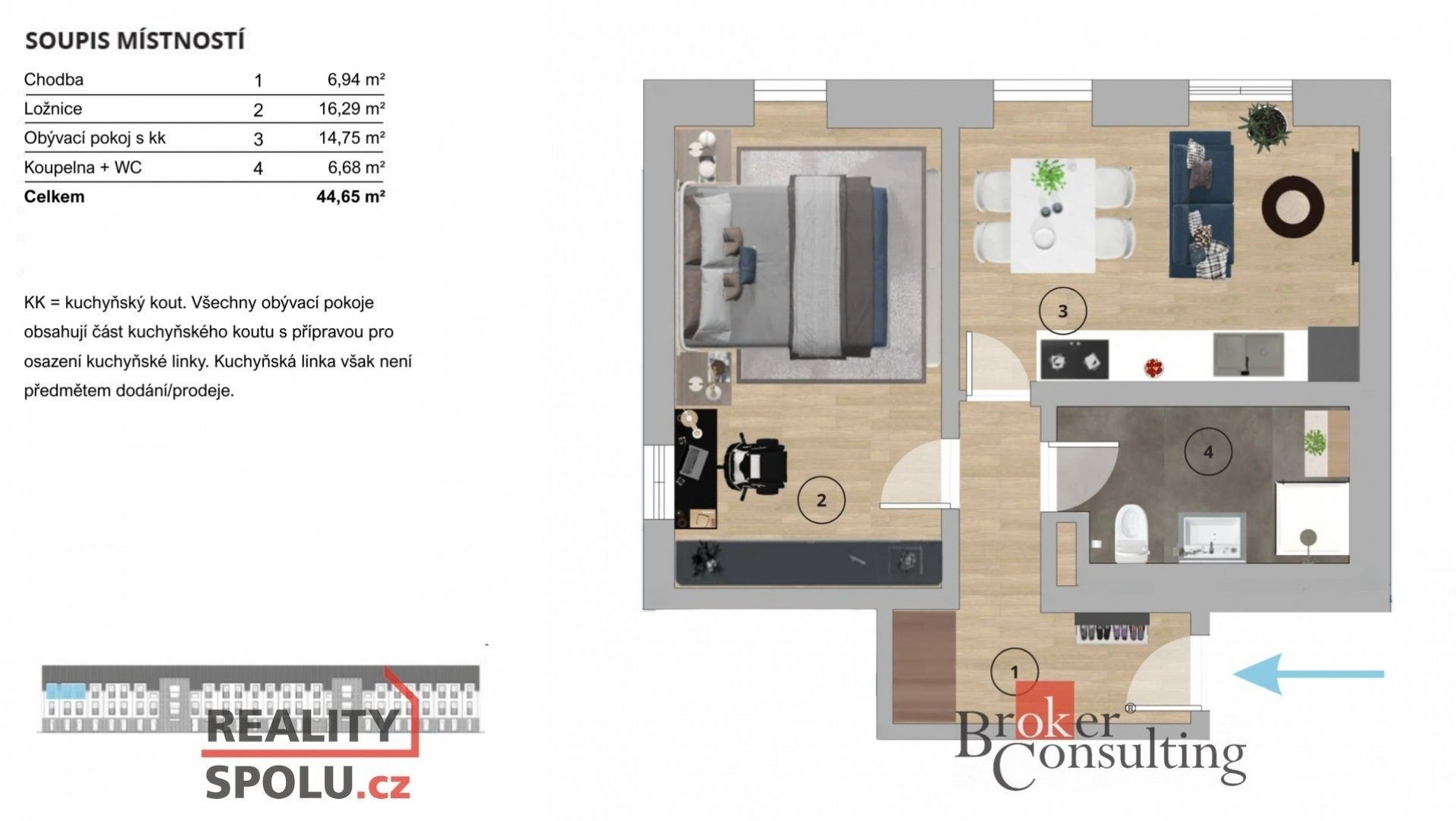 Prodej byt 2+kk - Prokopa Velikého, Český Brod, 45 m²