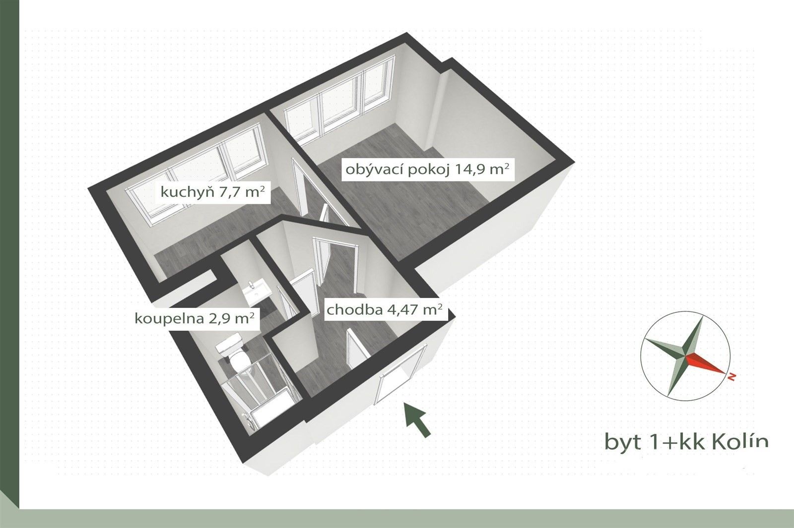 Byt 1+kk · 30 m² · Dělnická 784, Kolín II - 4