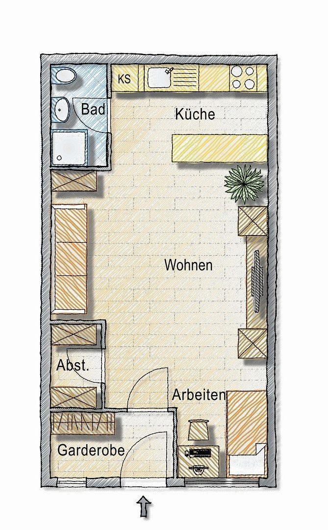 1+1, Dorfstr. 17 Wolfsburg Sülfeld Niedersachsen 38442, 43 m² - 2