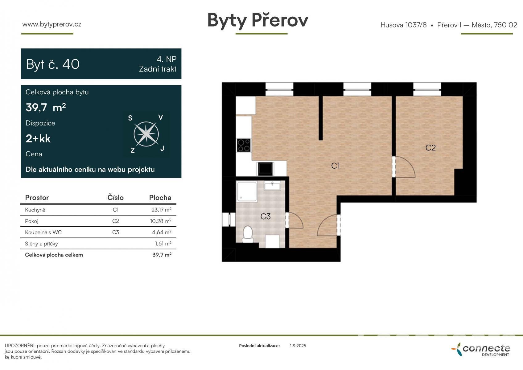 Byt 2+kk · 40 m² · Husova, Přerov I-Město - 3