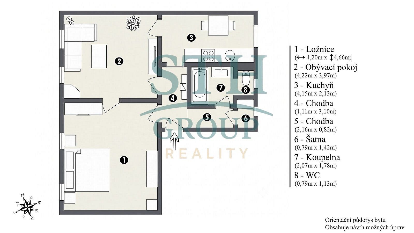 2+1, Ústí nad Labem - Ústí nad Labem-centrum, Ústecký kraj, 55 m² - 2
