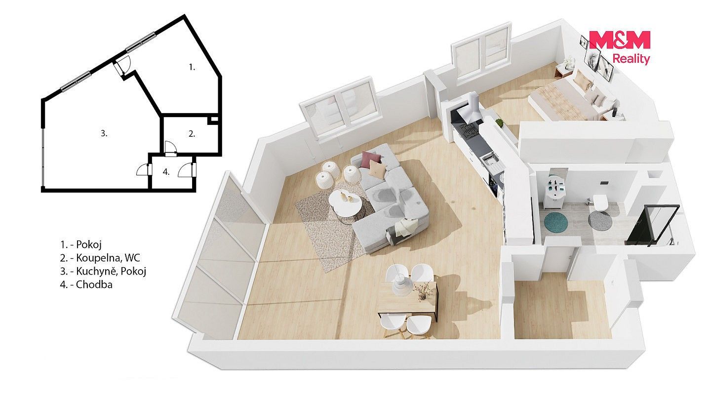 Byt 2+kk · 65 m² · Praha - Střížkov, okres Praha 9, Hlavní město Praha - 3