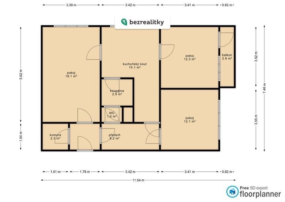 Byt 3+1, 71 m²