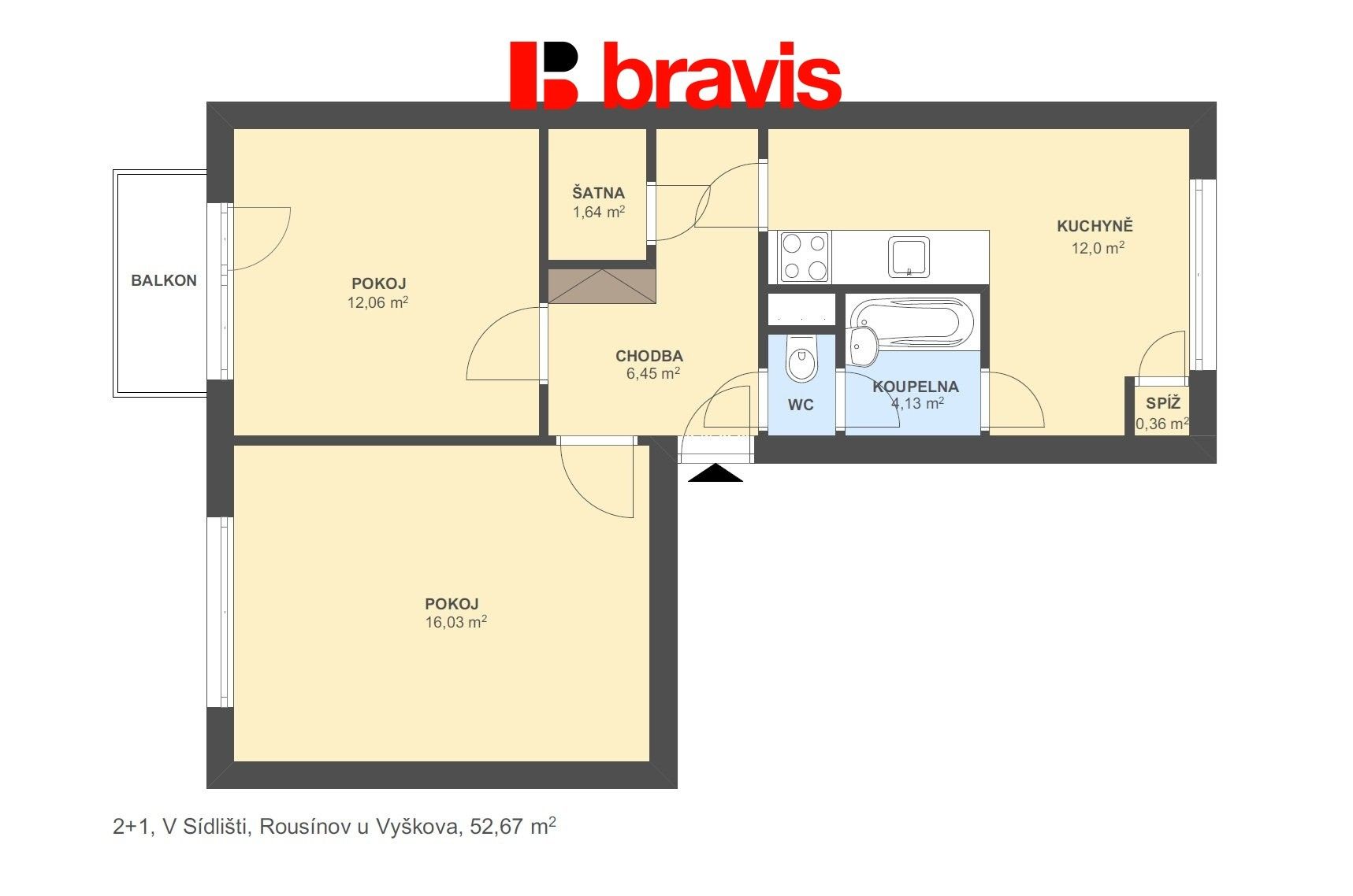 Prodej byt 2+1 - V Sídlišti 358, Rousínov, 53 m² - 5