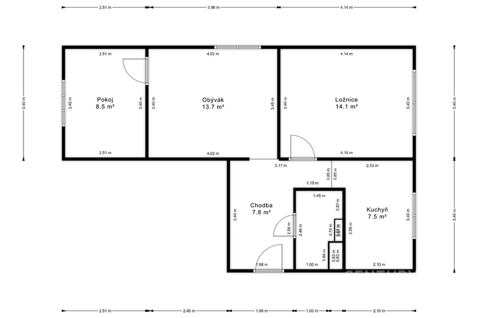 Byt 3+1 · 56 m² · Jaroslava Vrchlického 2801, Most - 3