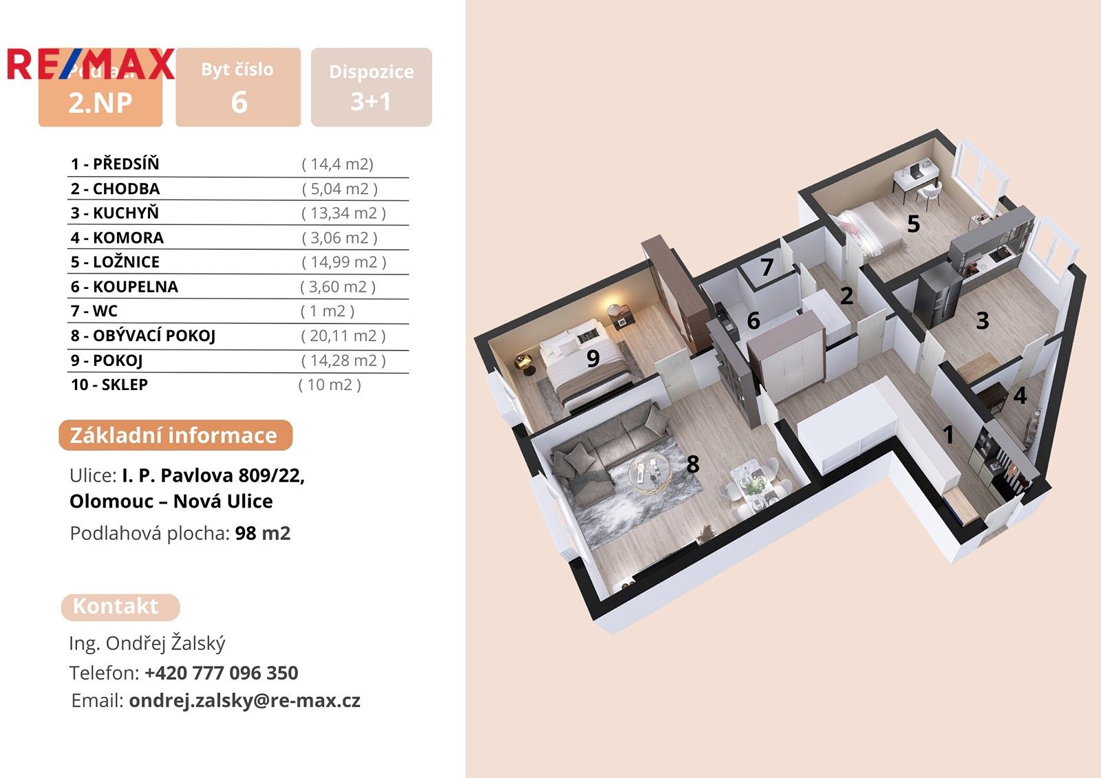 Prodej byt 3+1 - I. P. Pavlova, Olomouc, 98 m²