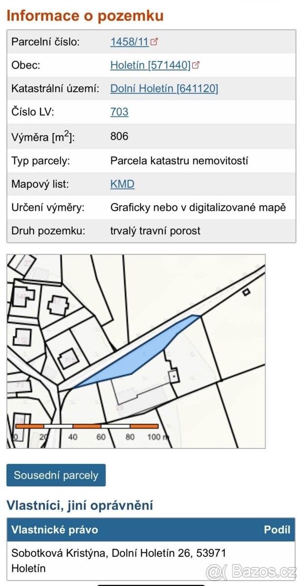 Prodej pozemek pro bydlení - Holetín, 539 71