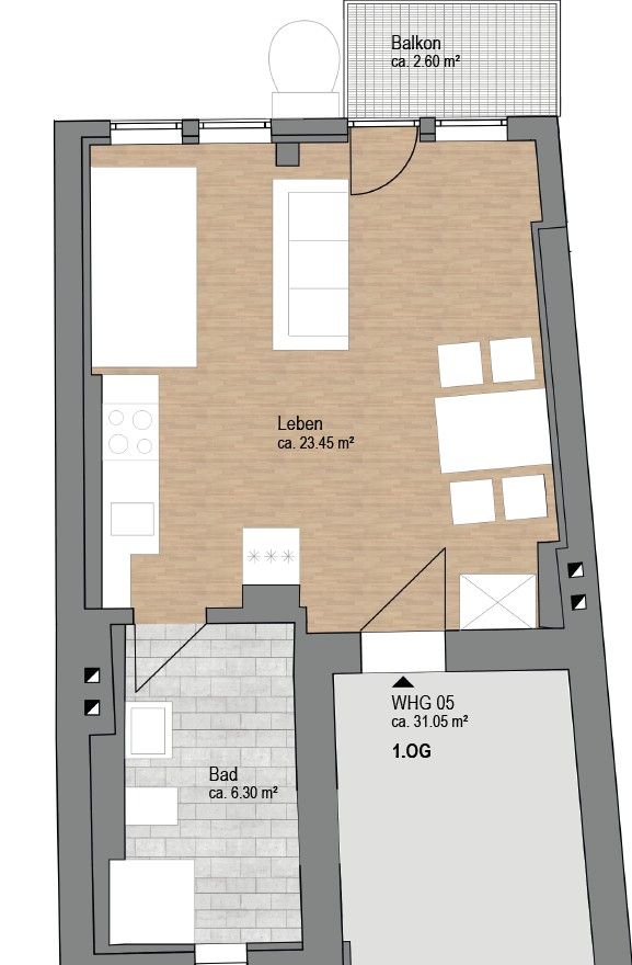 1+1, Steinweg 8, , Hessen, 31 m² - 1