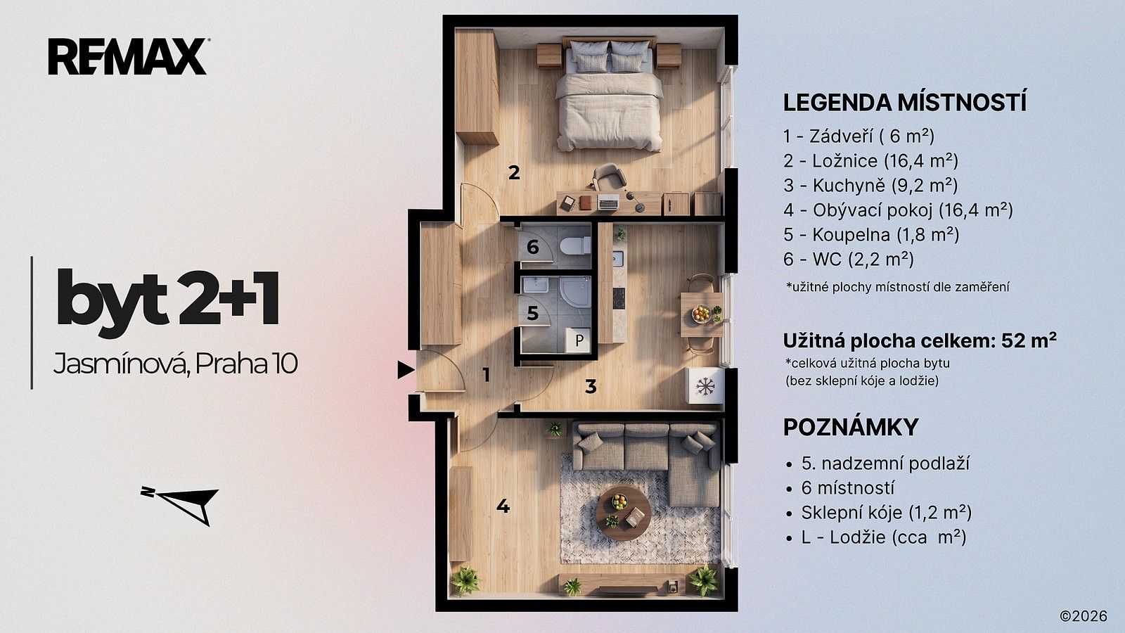 Byt 2+1 · 52 m² · Jasmínová, Praha 10 - Záběhlice - 4