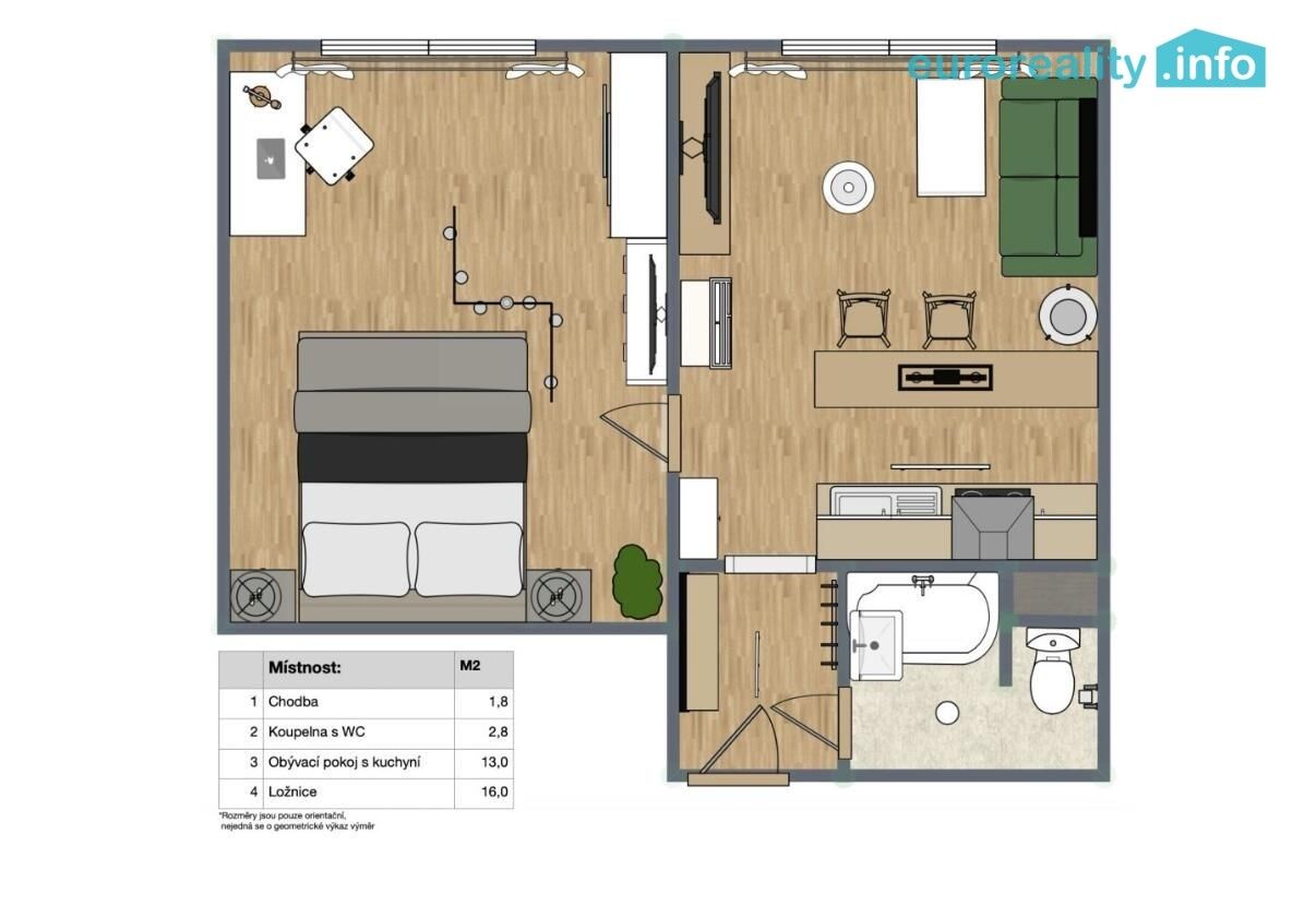 Pronájem byt 2+kk - Boženy Němcové 1983, Cheb, 33 m² - 2