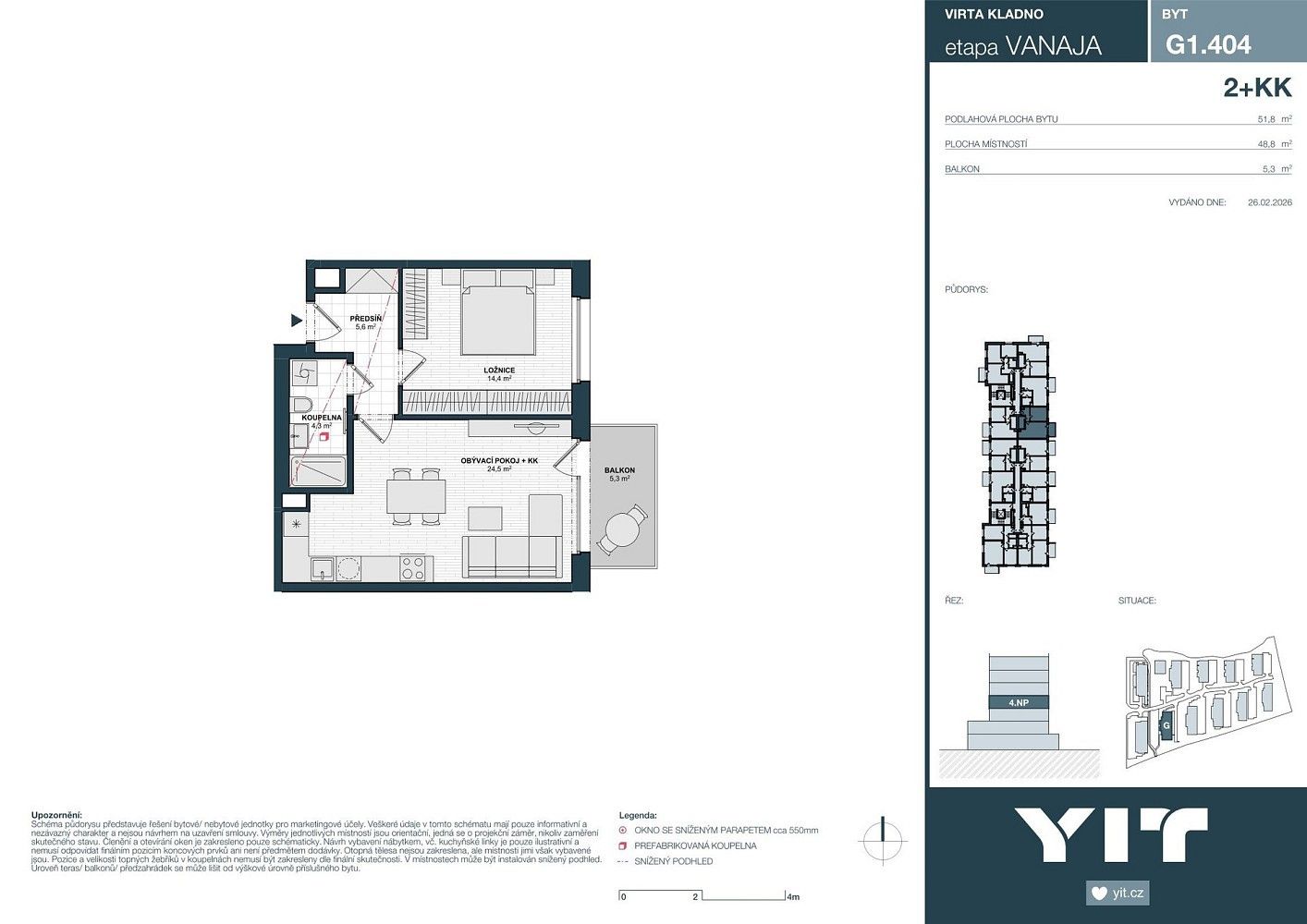 2+kk, Unhošťská, Kladno - Kročehlavy, 49 m² - 2