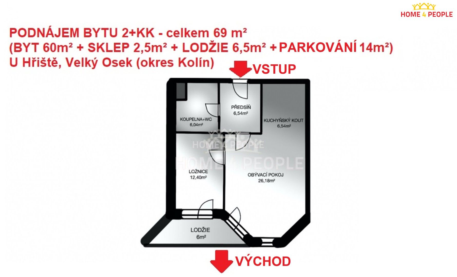 2+kk, U hřiště, Velký Osek, 69 m²