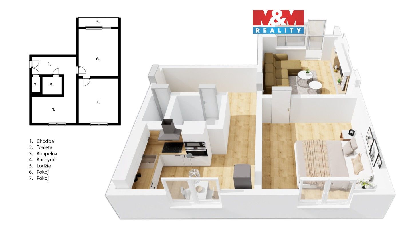 2+1, Polská, Kladno, 54 m²