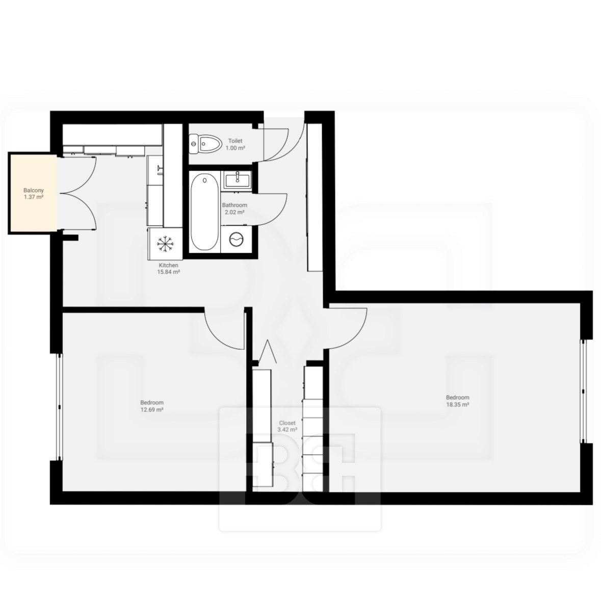 Byt 2+1 · 57 m² · Podolská 812, Praha Podolí - 3