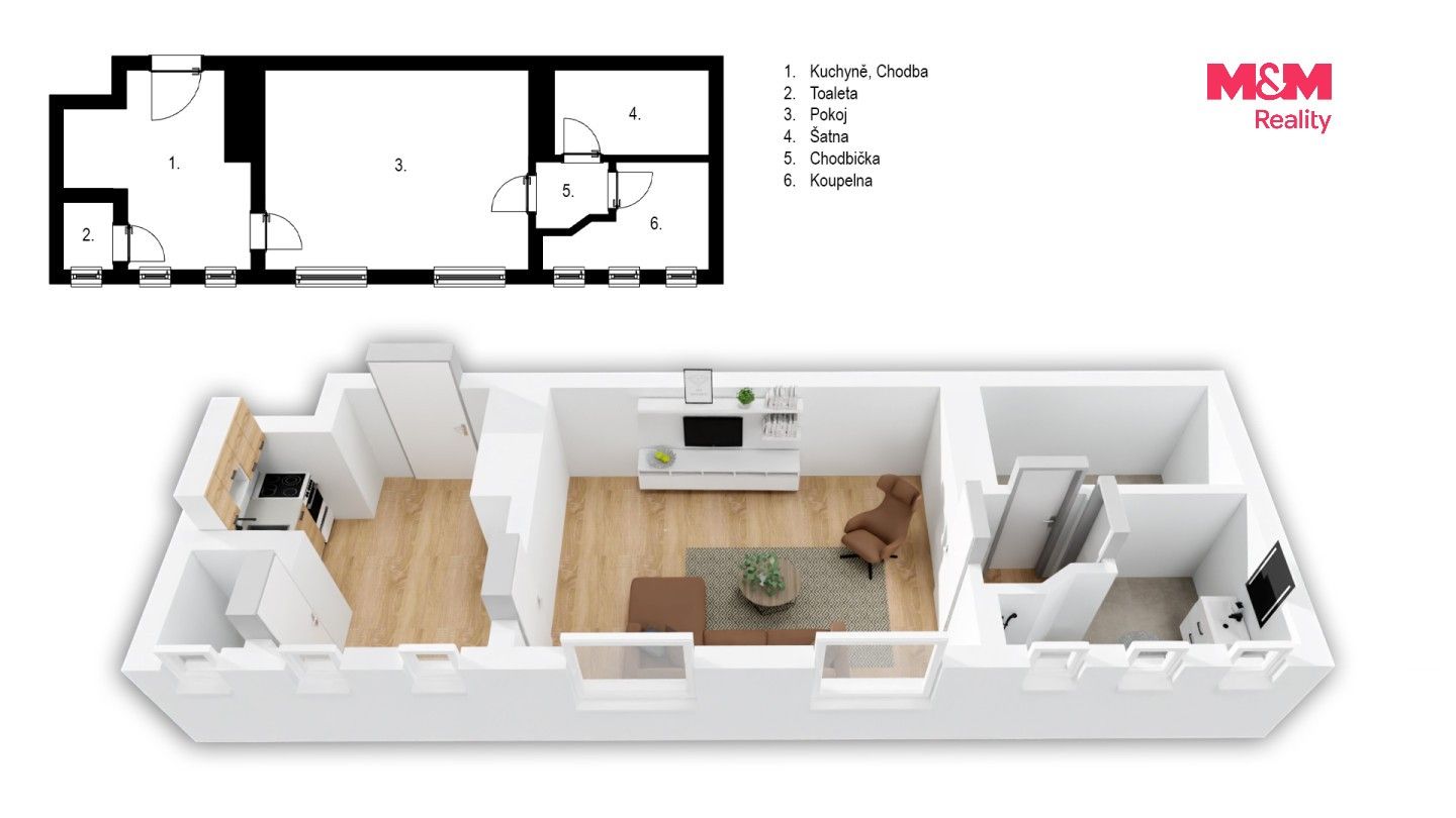 Byt 1+kk · 31 m² · Sladkovského, Pardubice - 3