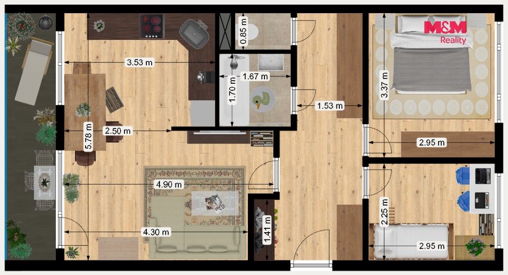 Byt 3+kk · 55 m² · Bílinská, Praha - 3
