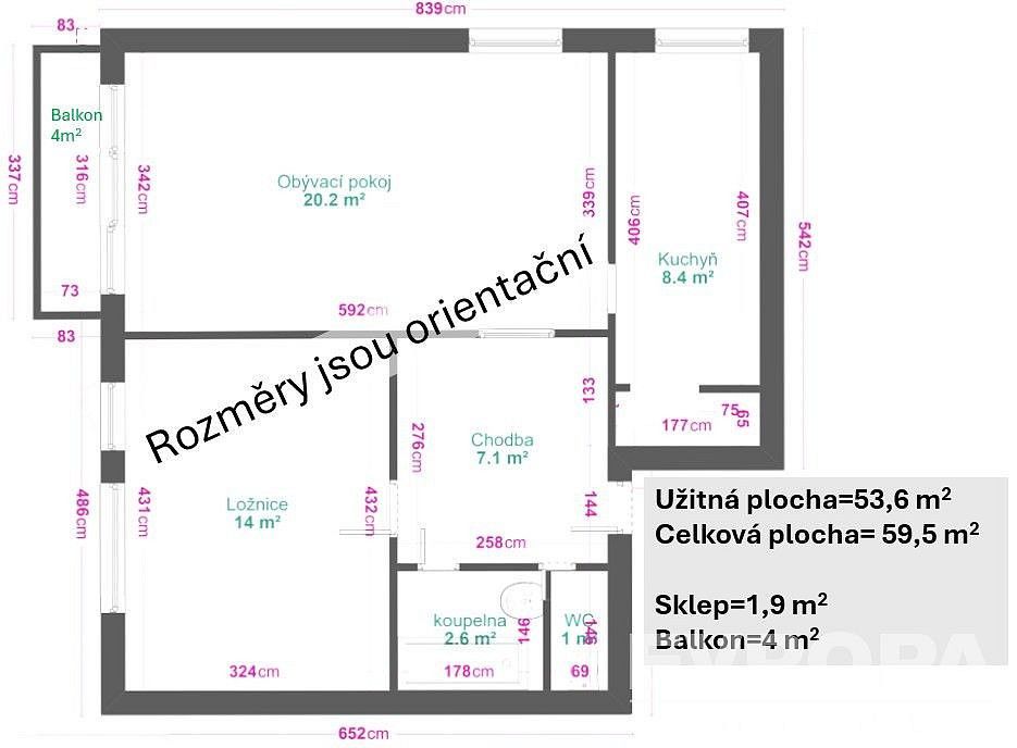 Byt 2+1 · 54 m² · Praha - Smíchov, okres Praha 5, Hlavní město Praha - 3