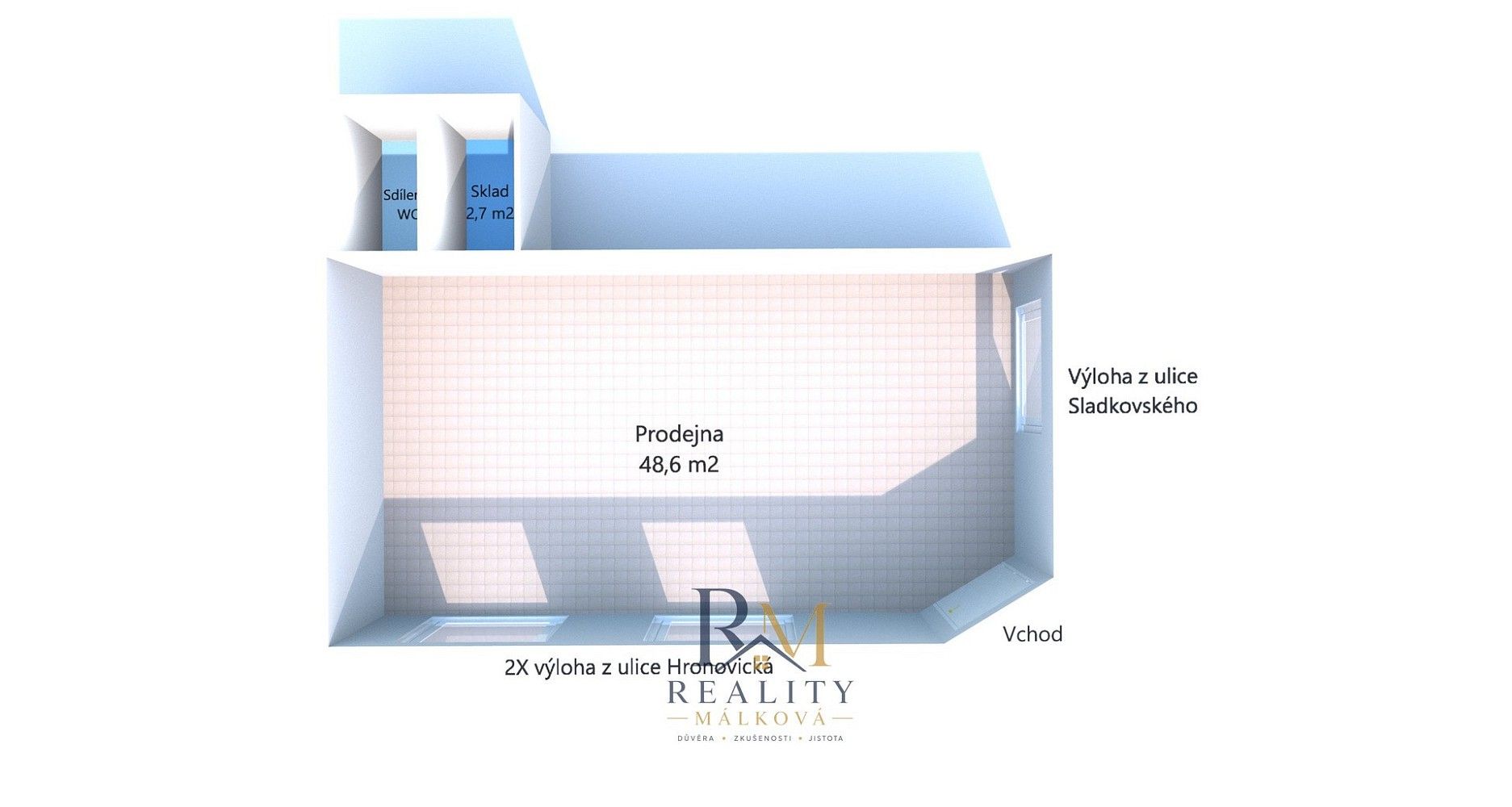 Pronájem obchodní prostory - Pardubice - Zelené Předměstí, Pardubický kraj, 51 m² - 2