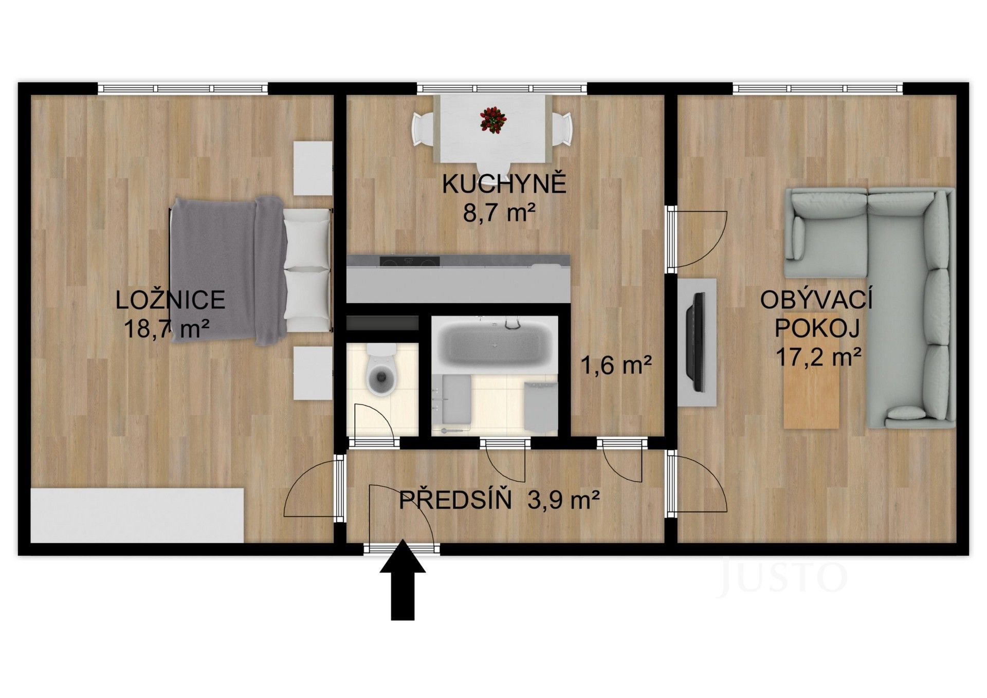 Prodej byt 2+1 - Dr. M. Horákové, Písek, 51 m²