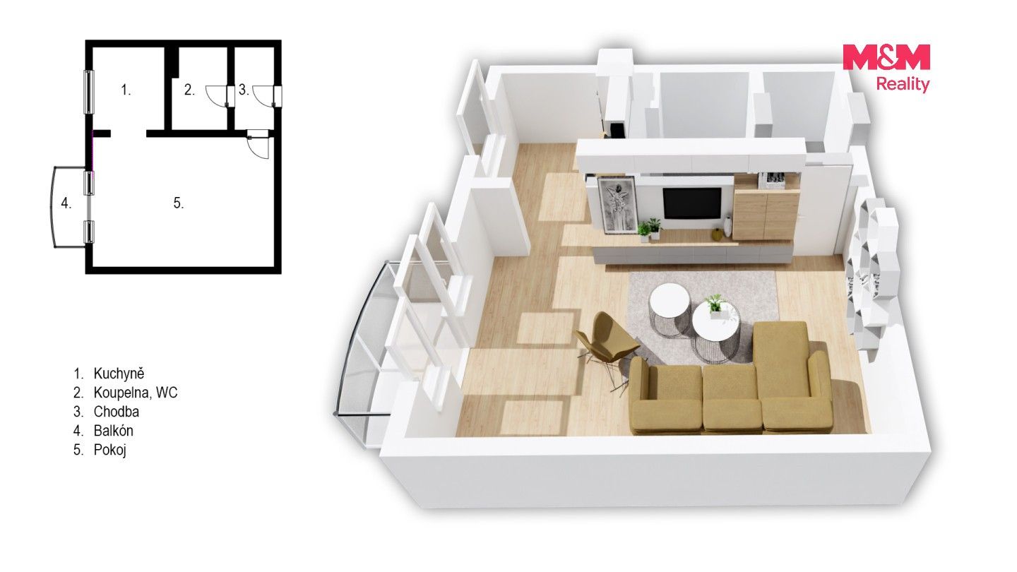Byt 1+kk · 31 m² · Gagarinova, Hradec Králové - 3