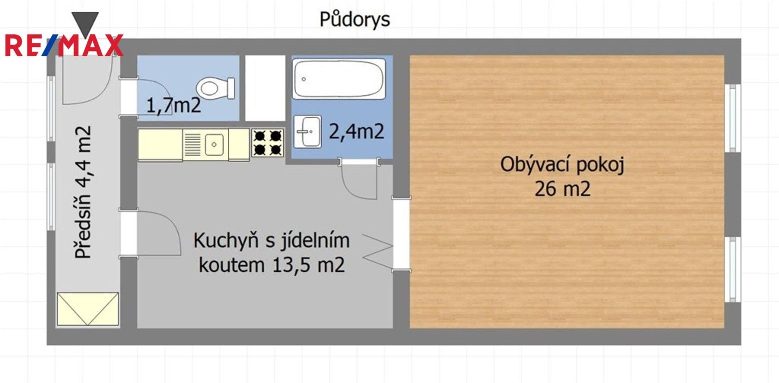 Pronájem byt 1+1 - Římská, Praha, 48 m²