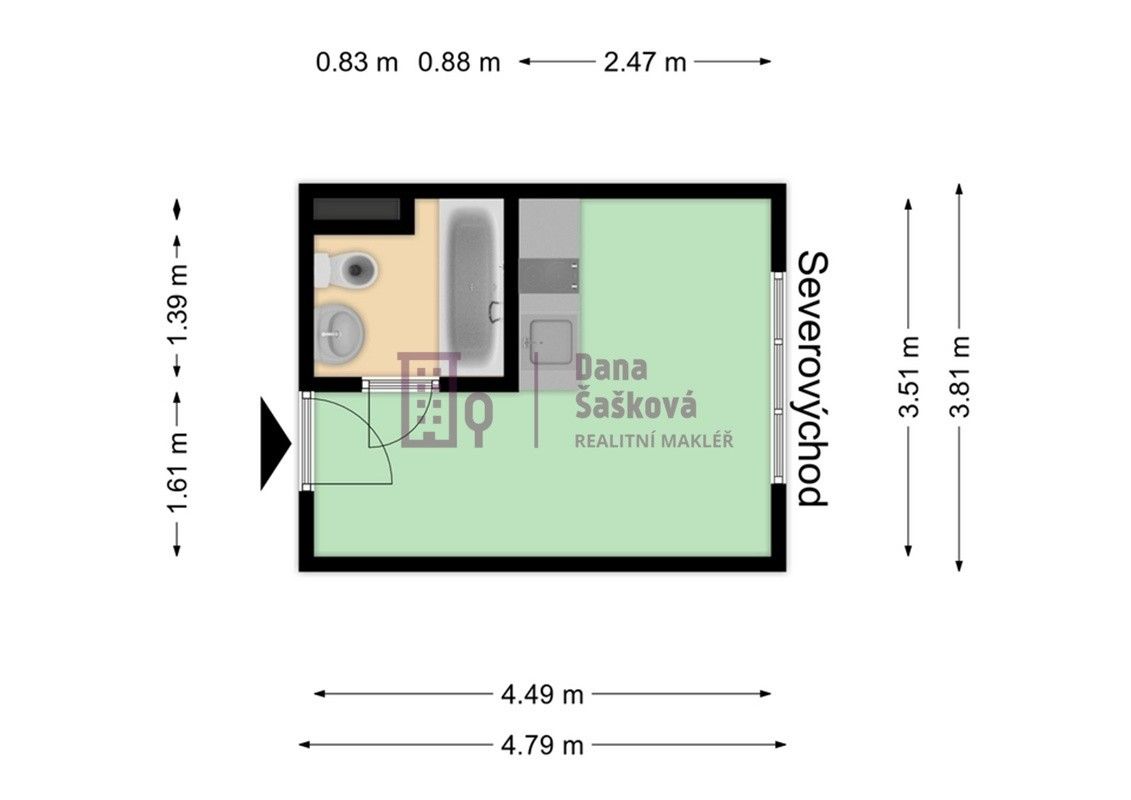 Pronájem byt 1+kk - sídliště Vajgar 531, Jindřichův Hradec III, 16 m² - 5