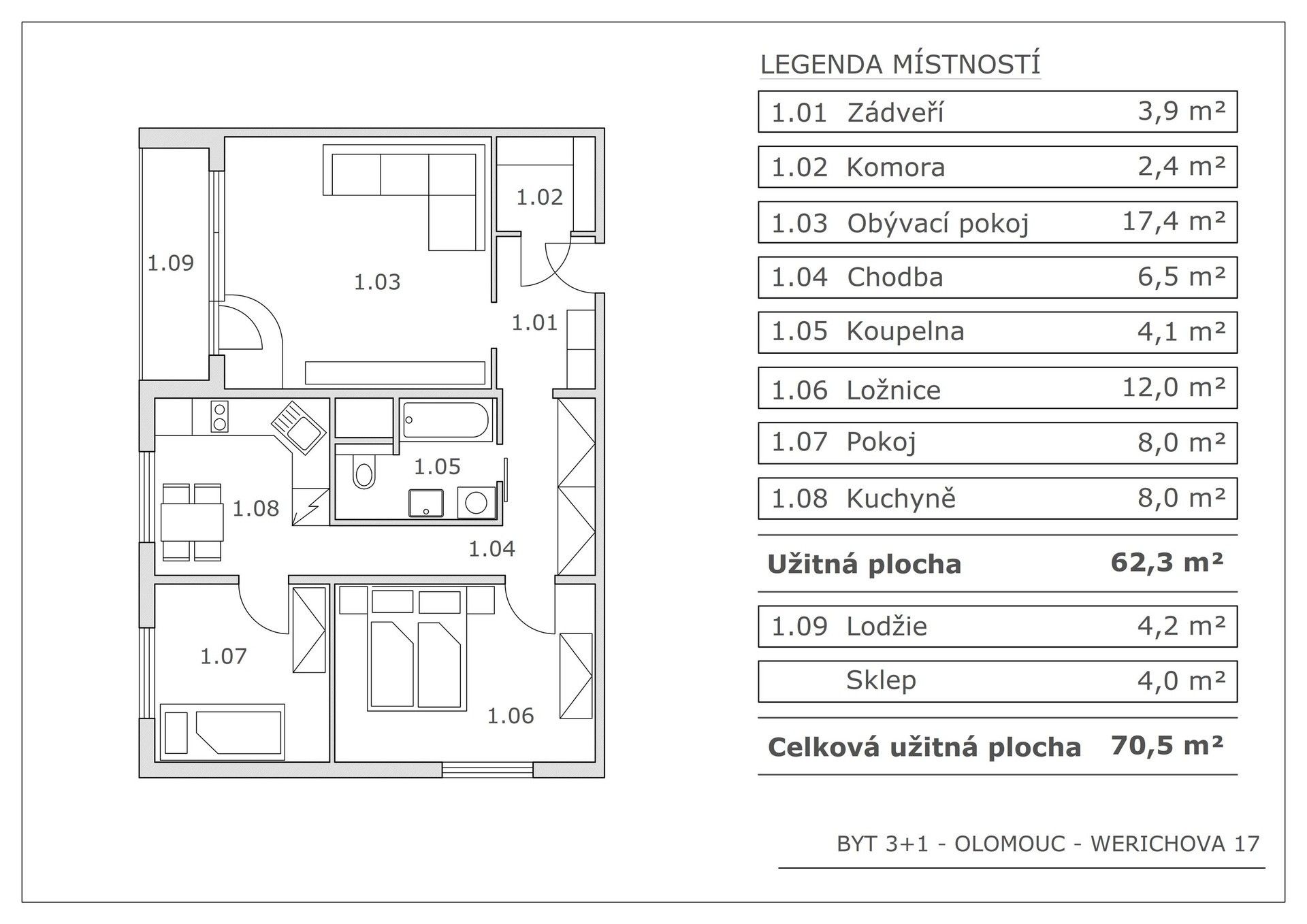 3+1, Werichova, Olomouc, 62 m² - 2