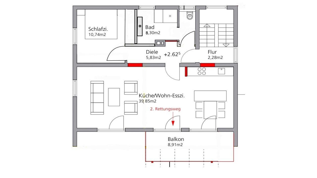 2+1, , Bádensko-Württembersko, 71 m² - 2
