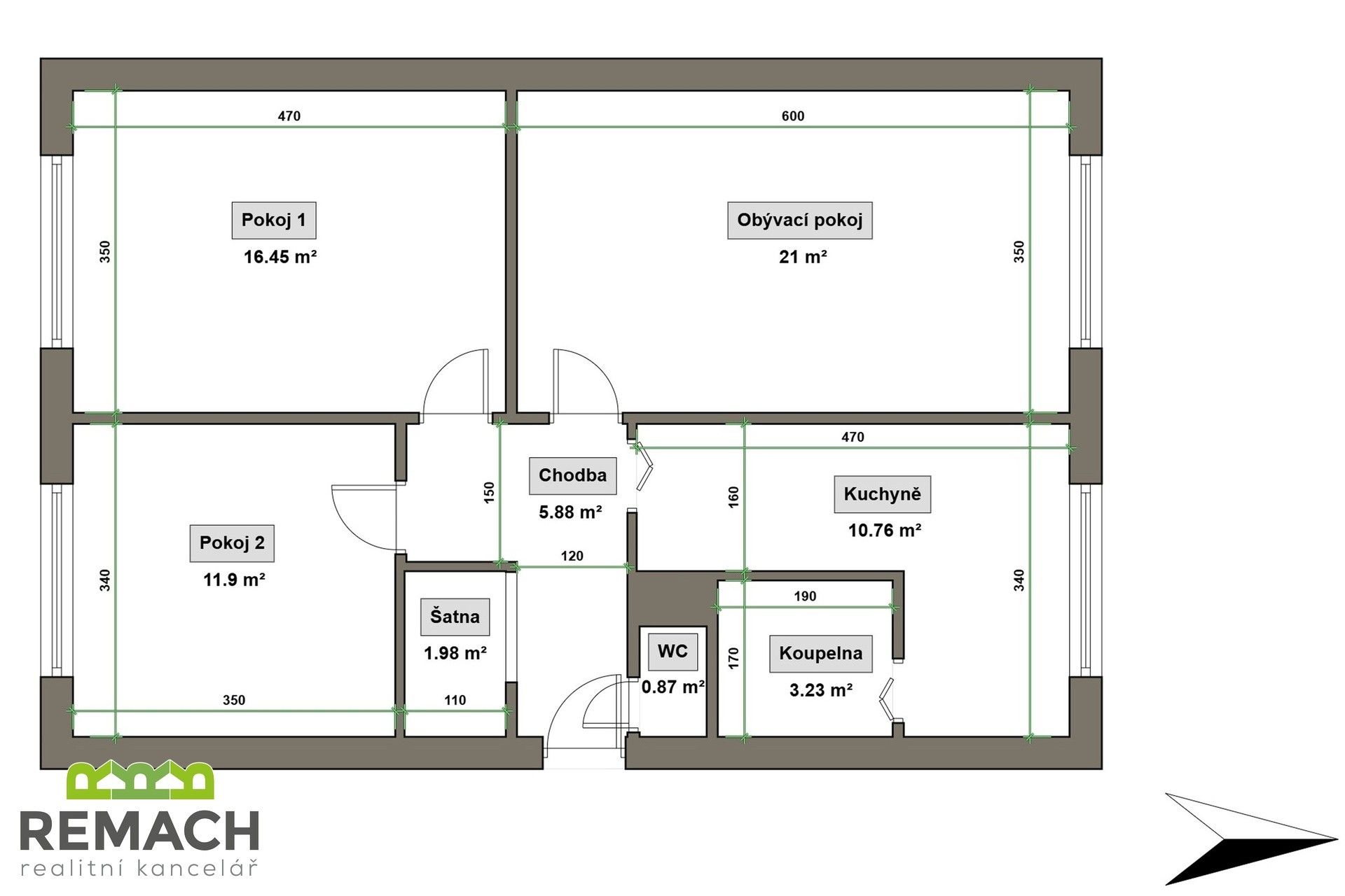 3+1, náměstí Republiky, Uherské Hradiště, 74 m² - 2