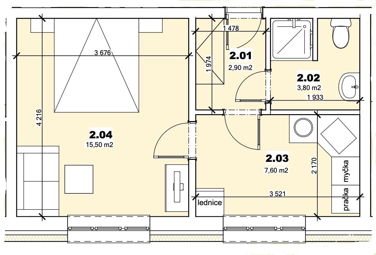 Byt 1+1 · 33 m² · Mládežnická, Mšené-lázně - 4