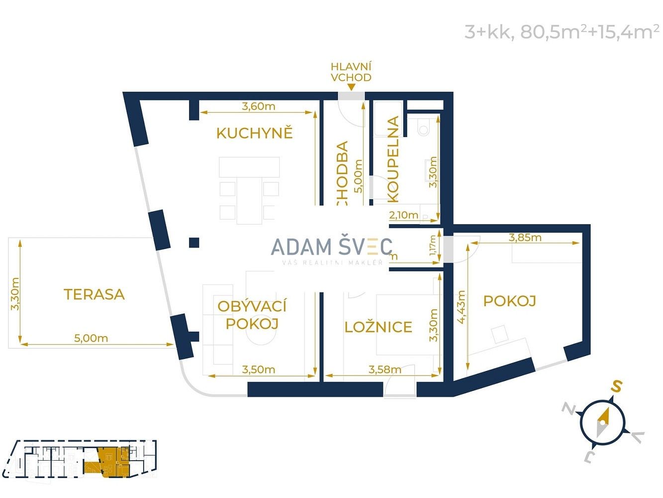 Byt 3+kk, 81 m²