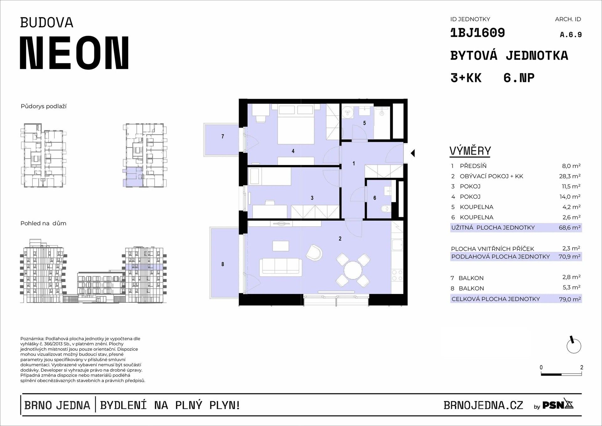 3+kk, Plynárenská, Brno Zábrdovice, 69 m² - 2