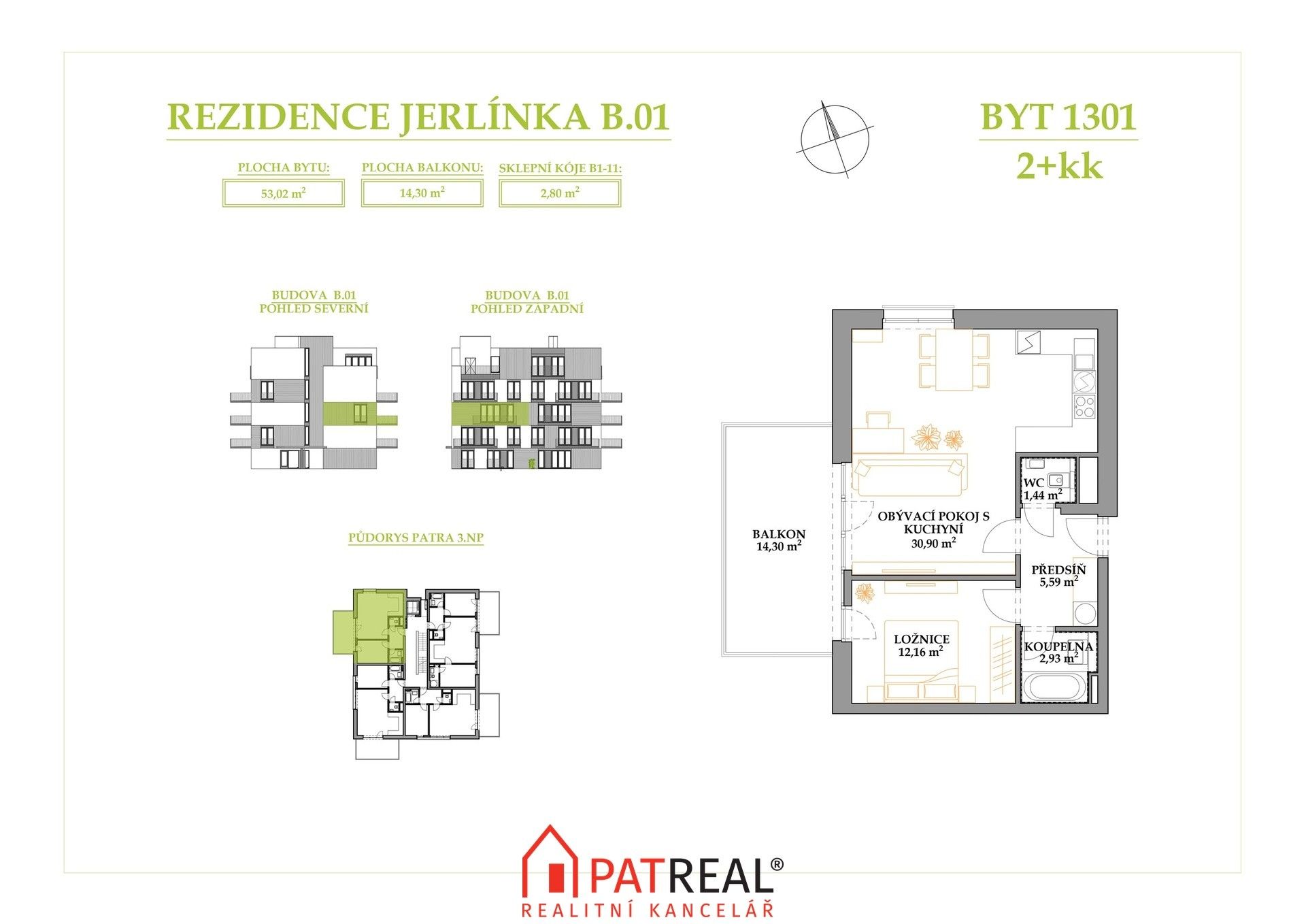 2+kk, Jerlínová, Brno Žebětín, 67 m² - 2