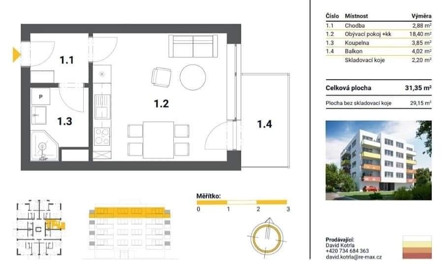 Pronájem byt 1+kk - Uničov, 783 91, 35 m²